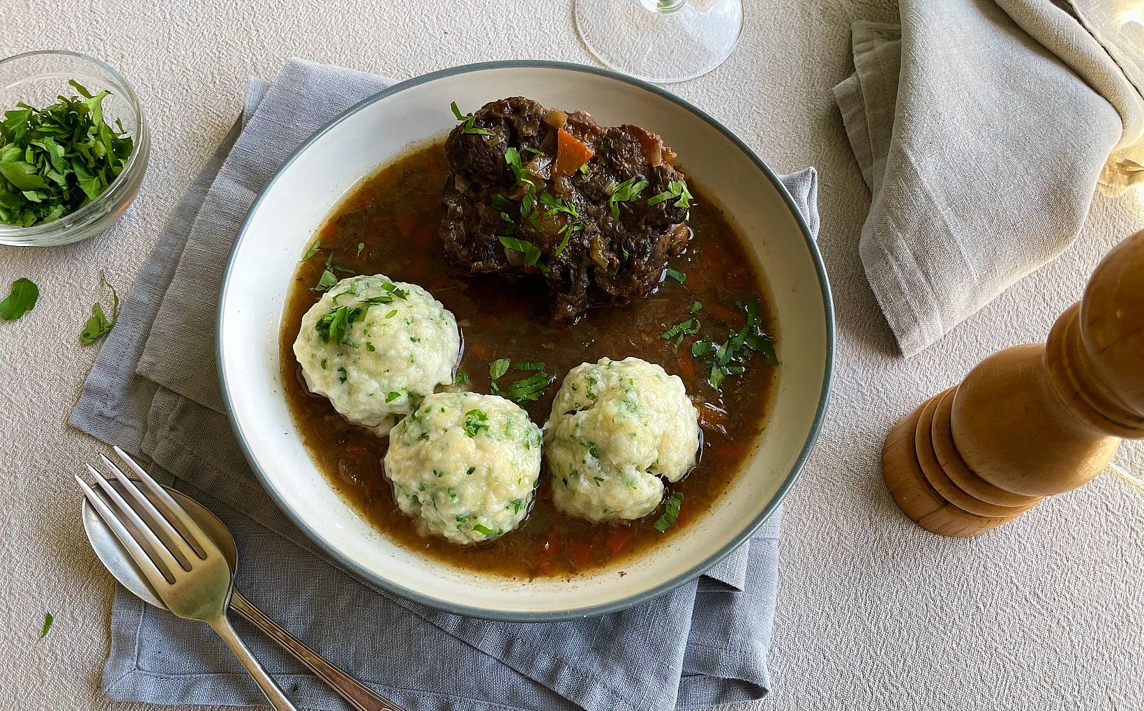 Oxtail Stew with Herb Dumplings