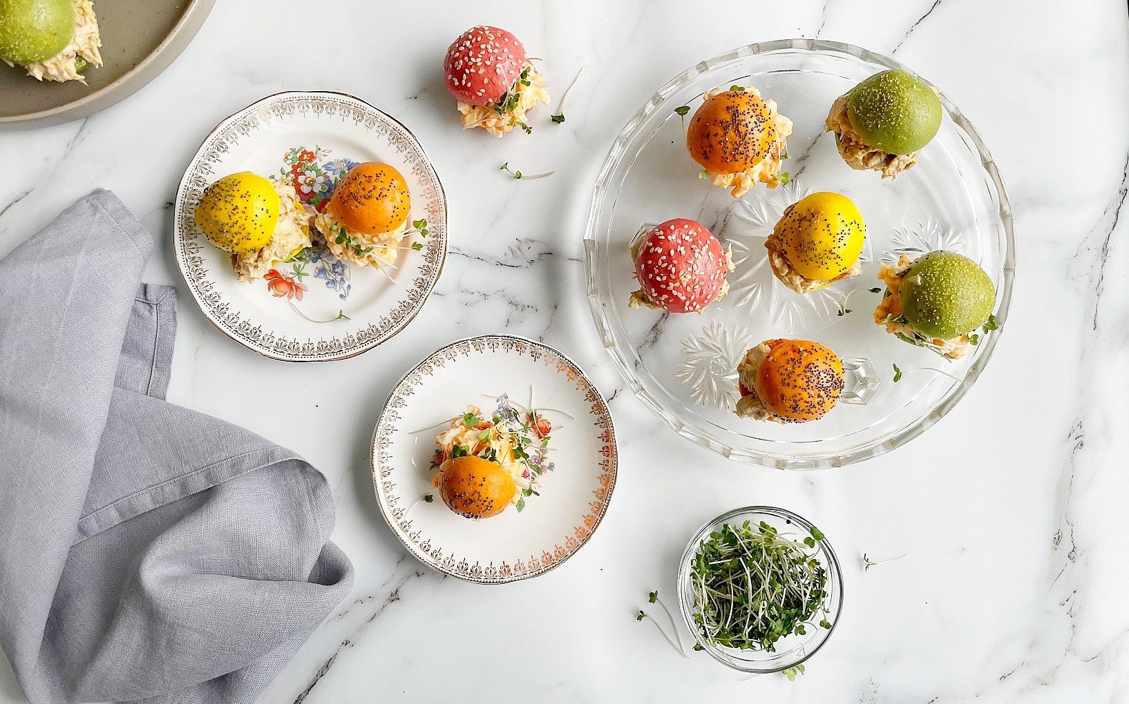 Mini Brioche Buns with Coronation Chicken and Egg Mayonnaise