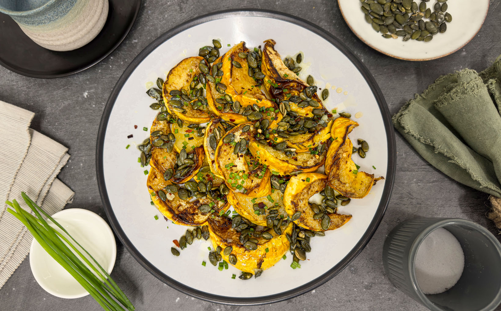 Roast Acorn Squash with Truffle Honey & Pumpkin Seeds