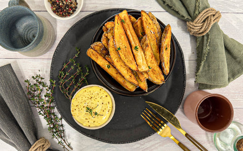 Thick cut chips with a side of truffle homemade aioli