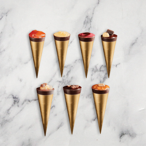 Handcrafted Mixed Flavour Chocolate Canape Cones, from Frozen, 10 x 7 Flavours Town & Country Fine Foods Ltd MIX-CON-120523-148